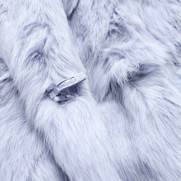 Lilac Genuine Rabbit Fur Coat with Belt Size S - Picture 3 of 8